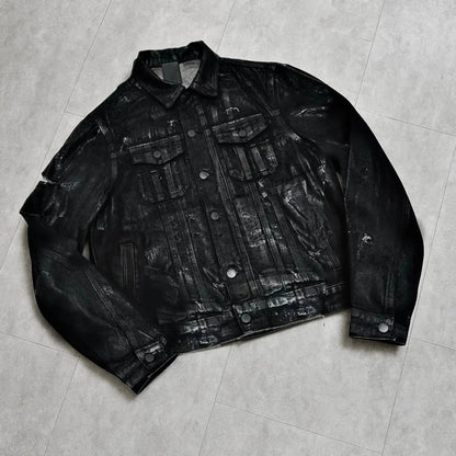 Black Vintage Wax Ripped Denim Jacket Hominus Denim