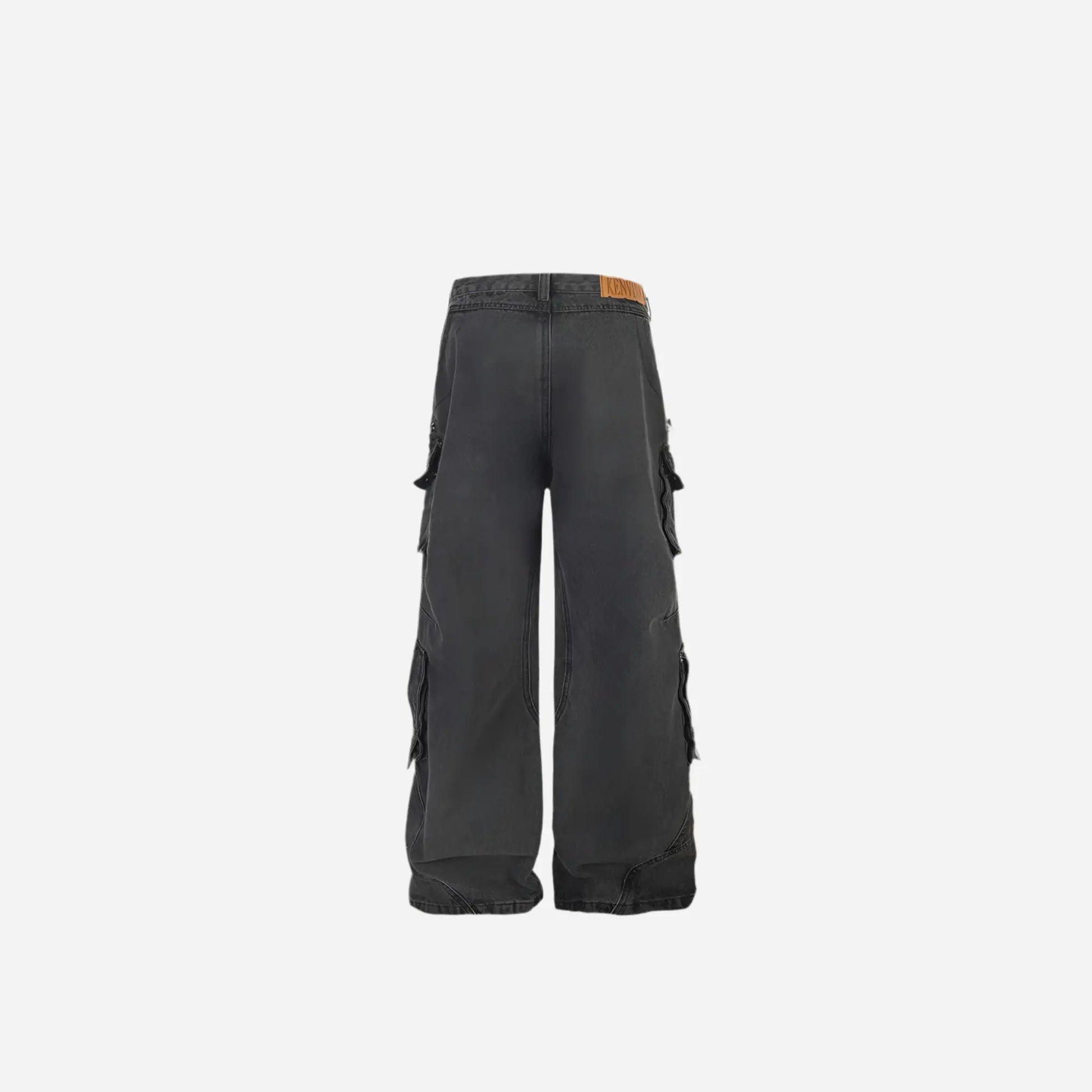 Black Washed Baggy Multi Pockets Cargo Jean Hominus Denim