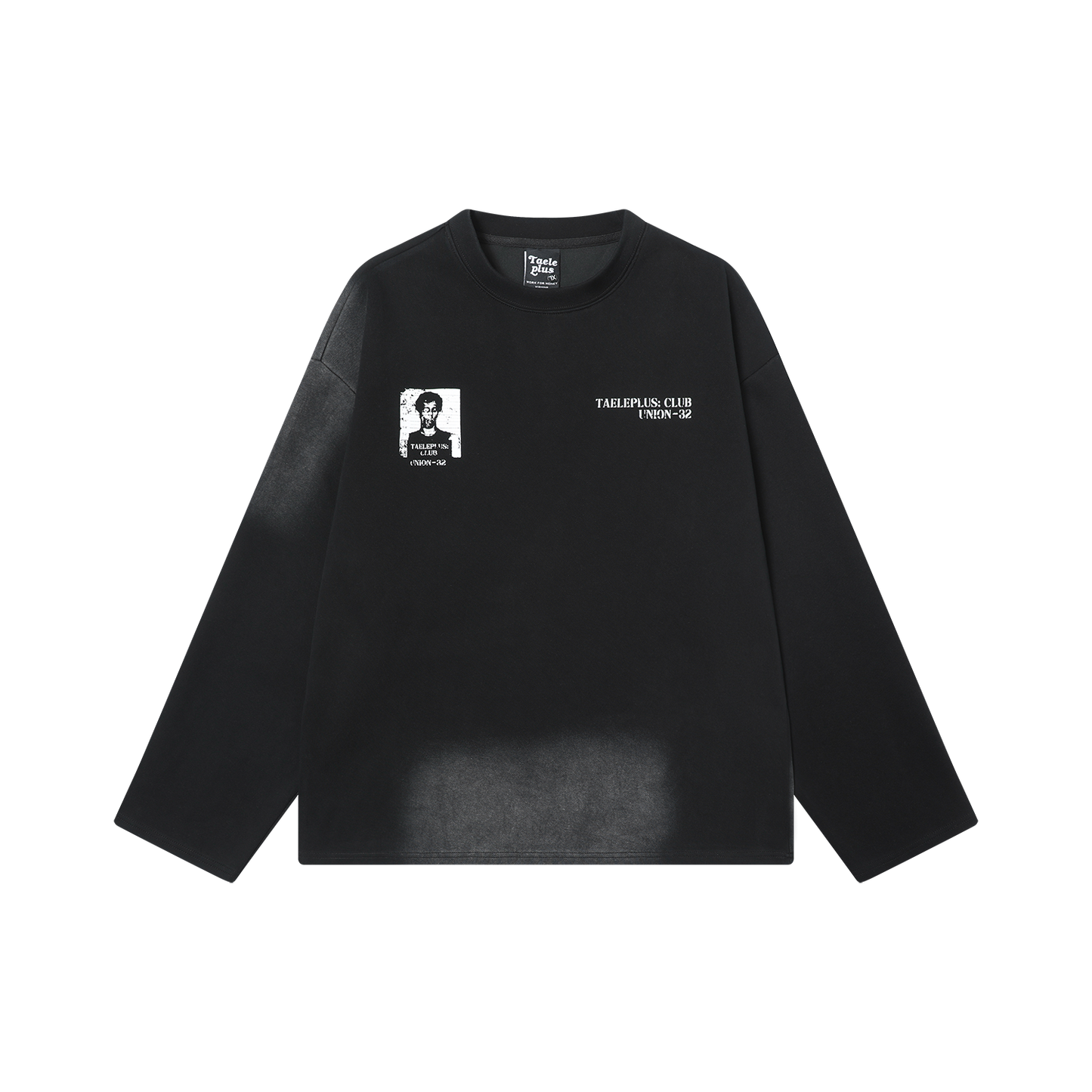 Black Washed Grunge Long Sleeves Tee