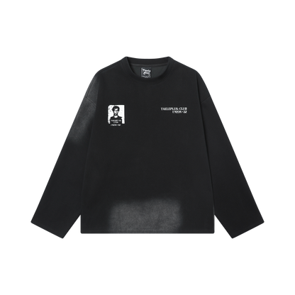 Black Washed Grunge Long Sleeves Tee