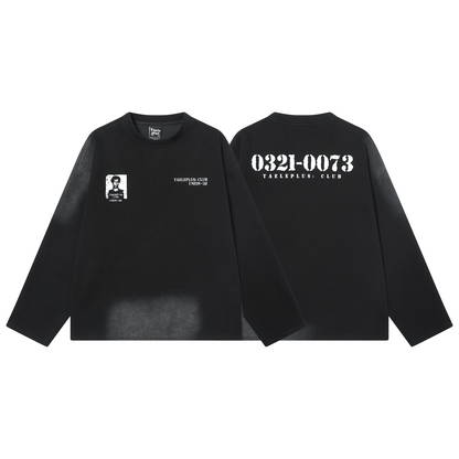 Black Washed Grunge Long Sleeves Tee