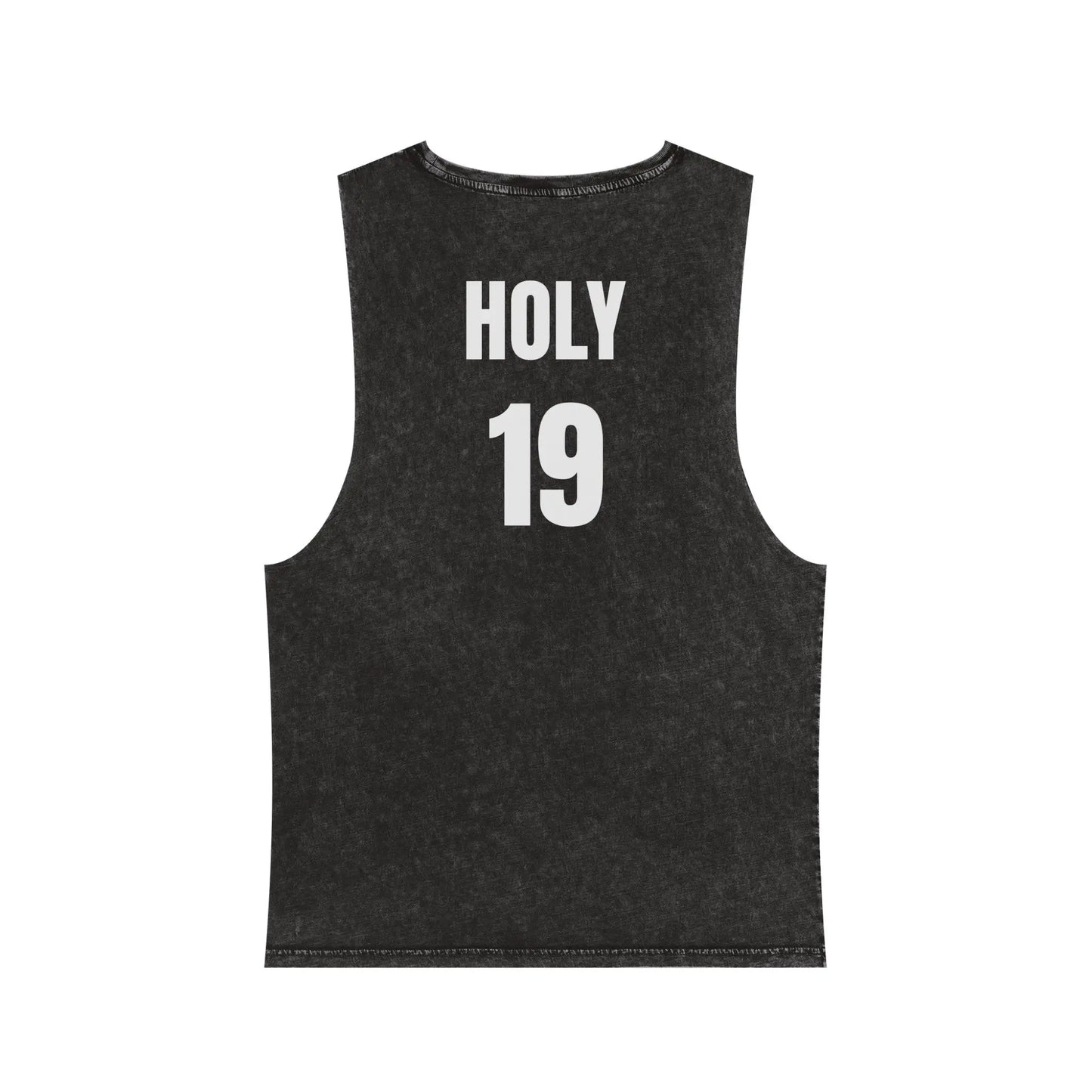 Black Washed Holy Printed Tank Top Printify