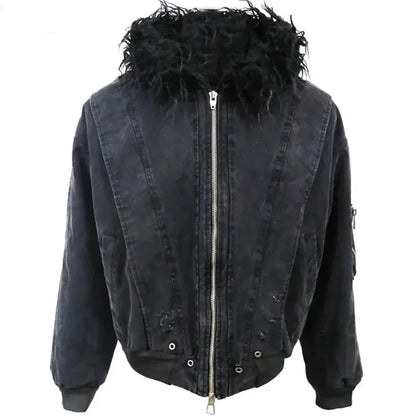 Black Washed Hooded Jacket