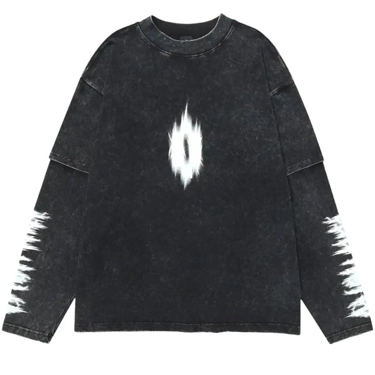 Black Washed Vintage Oversized Printed Sweatshirt Hominus Denim