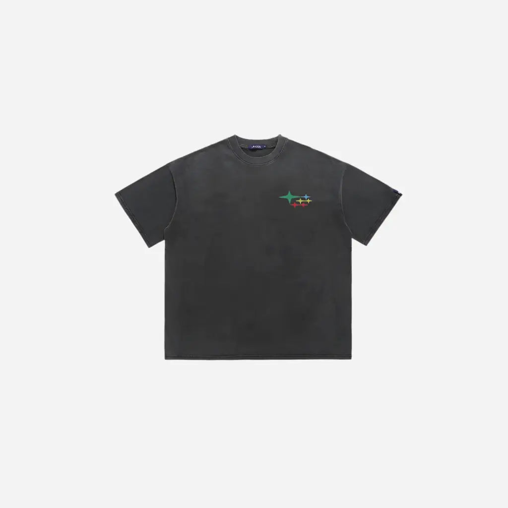 Black Washed Y2K Graphic Printed Tee Hominus Denim