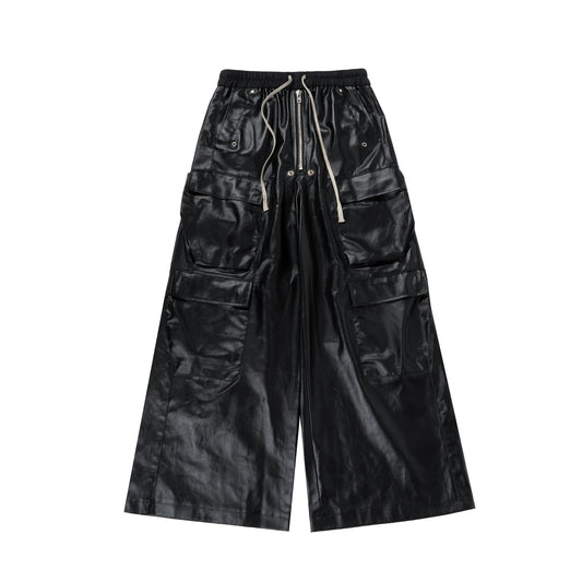 Black Wax Parachute Wide Legs Pant Hominus Denim