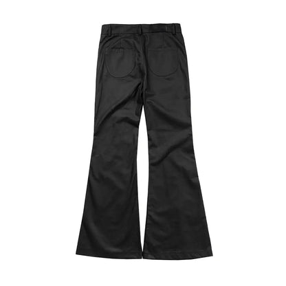 Black Wide Leg Wax Leather Baggy Casual Flared Trouser