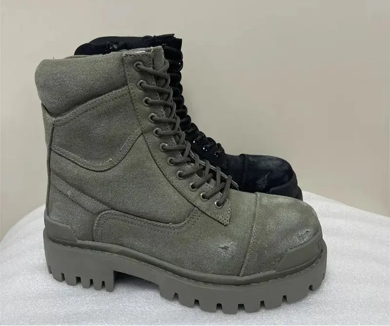 Black& Street Big Toe Thick Sole Retro Canvas Personalized Motor Boots Beggar Designer  Ankle Tooling Botas Hominus Denim