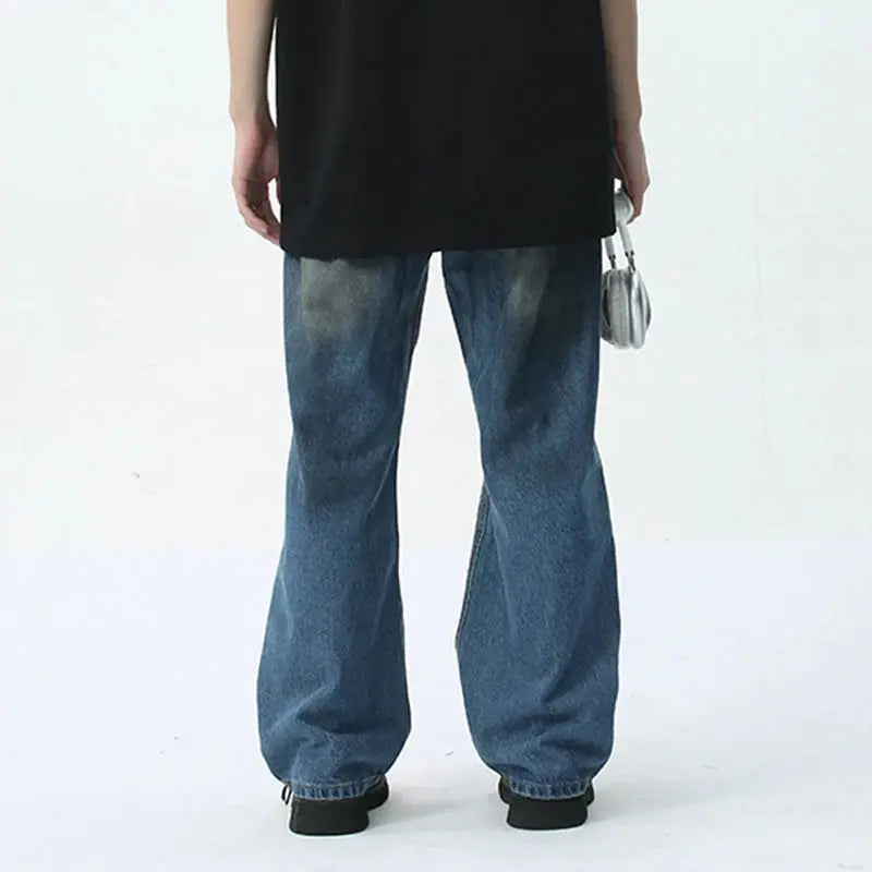 Blue Destroyed Worn Out Baggy Jean
