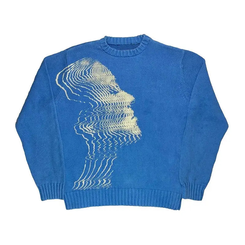 Blue Y2K Women Print Design Knit
