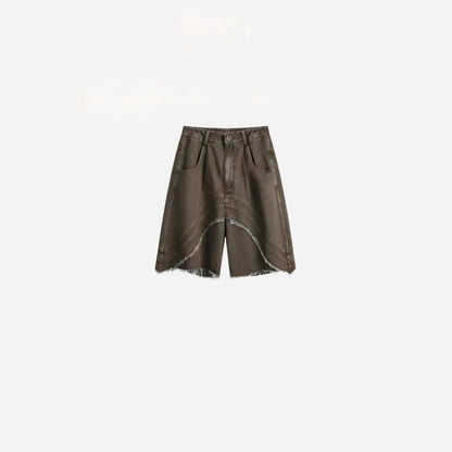 Brown Distressed Ripped Denim Short Hominus Denim