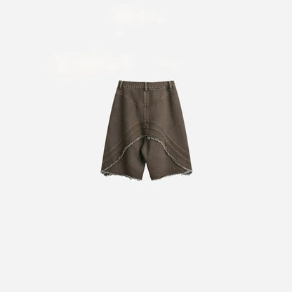 Brown Distressed Ripped Denim Short Hominus Denim