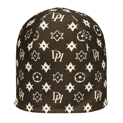 Brown Hominus Flower Pattern Beanie Hominus Denim