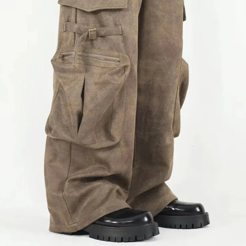 Brown Retro Cargo Suede Pant