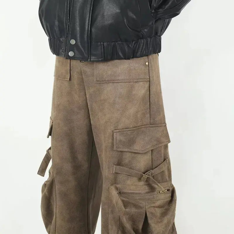 Brown Retro Cargo Suede Pant