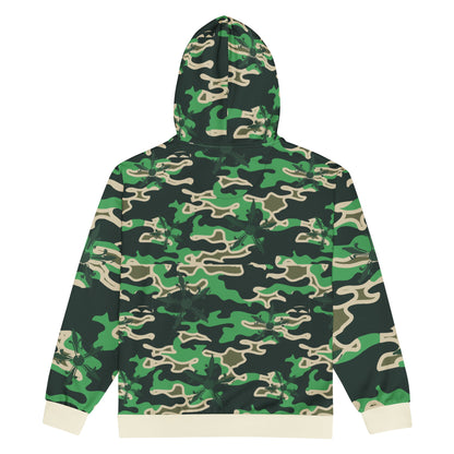 Camo Gothic Logo Pattern Zip Hoodie