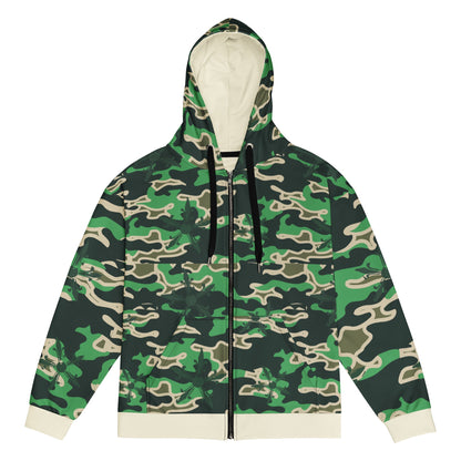 Camo Gothic Logo Pattern Zip Hoodie