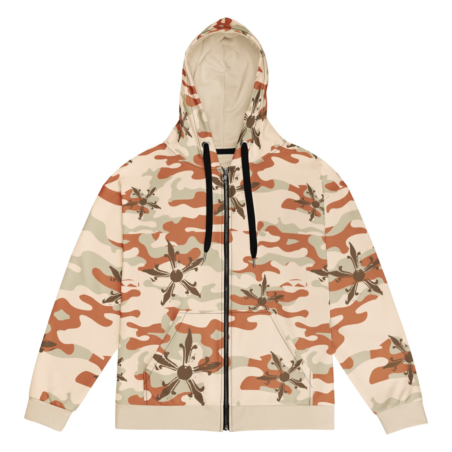 Camo Gothic Logo Pattern Zip Hoodie