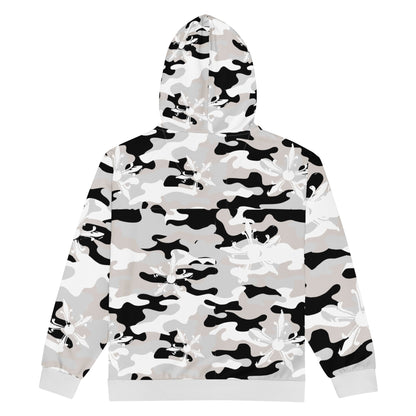 Camo Gothic Logo Pattern Zip Hoodie