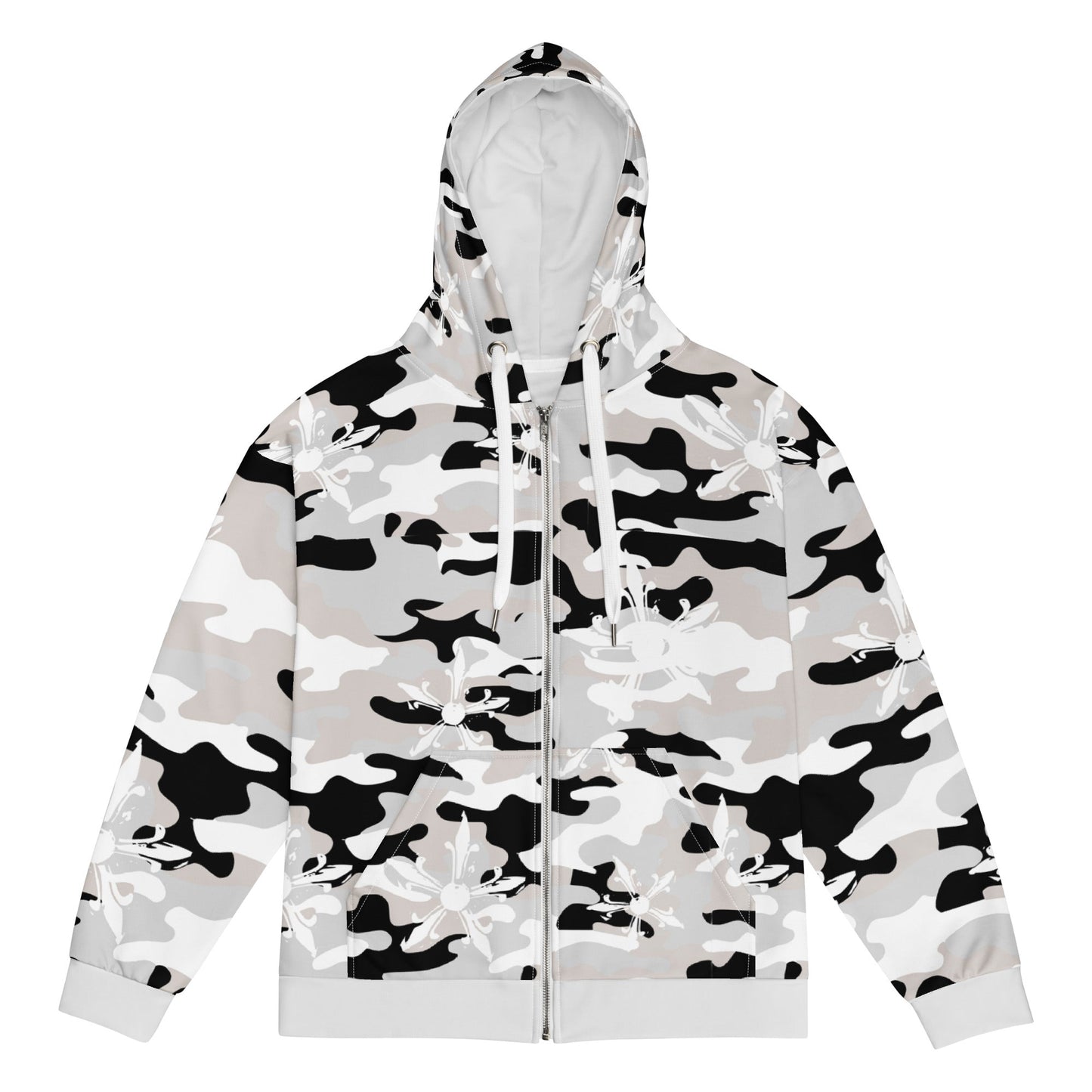 Camo Gothic Logo Pattern Zip Hoodie