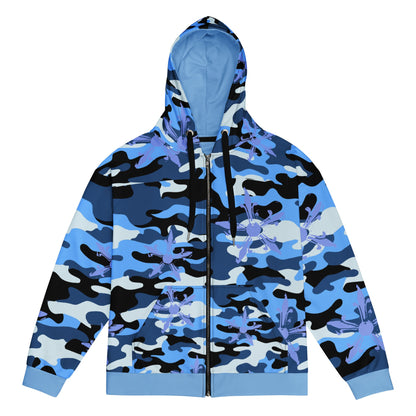 Camo Gothic Logo Pattern Zip Hoodie