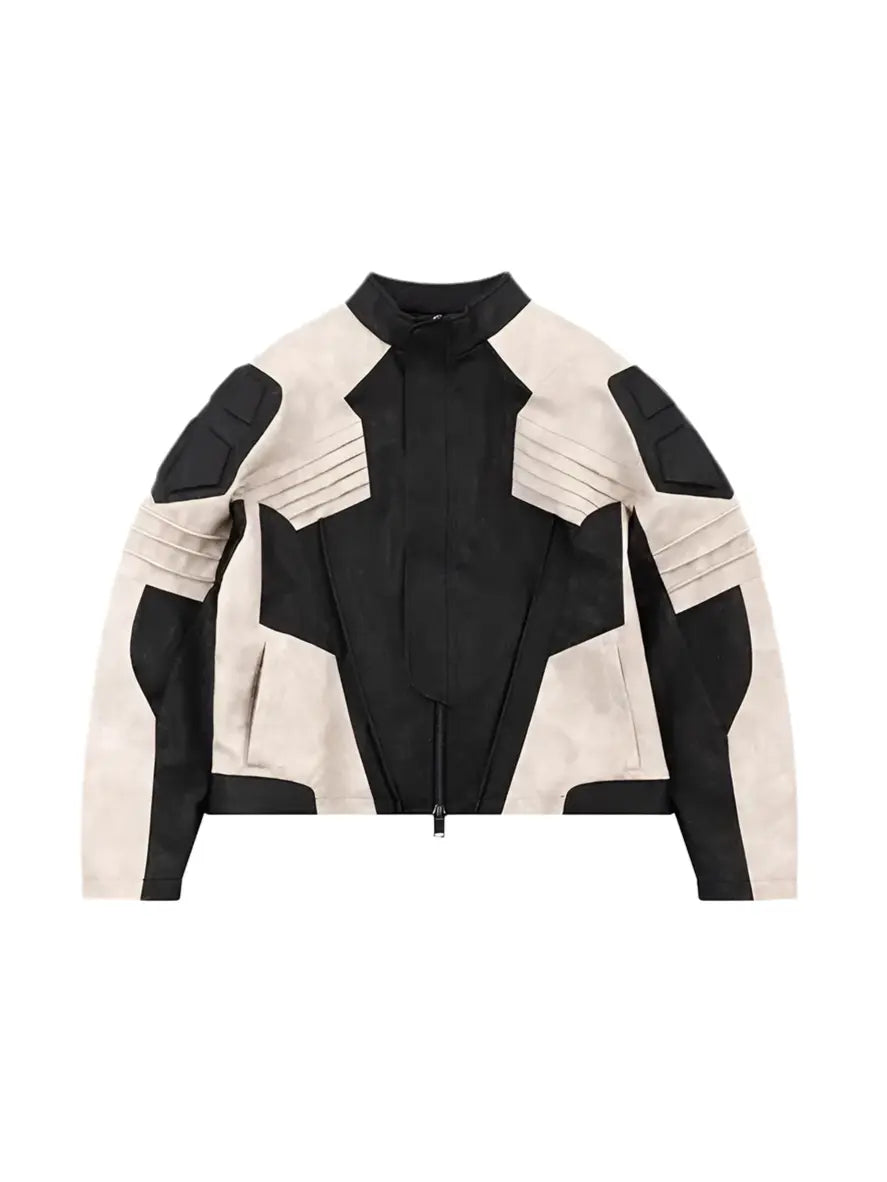 Color Block Patchwork Leather Jacket Hominus Denim