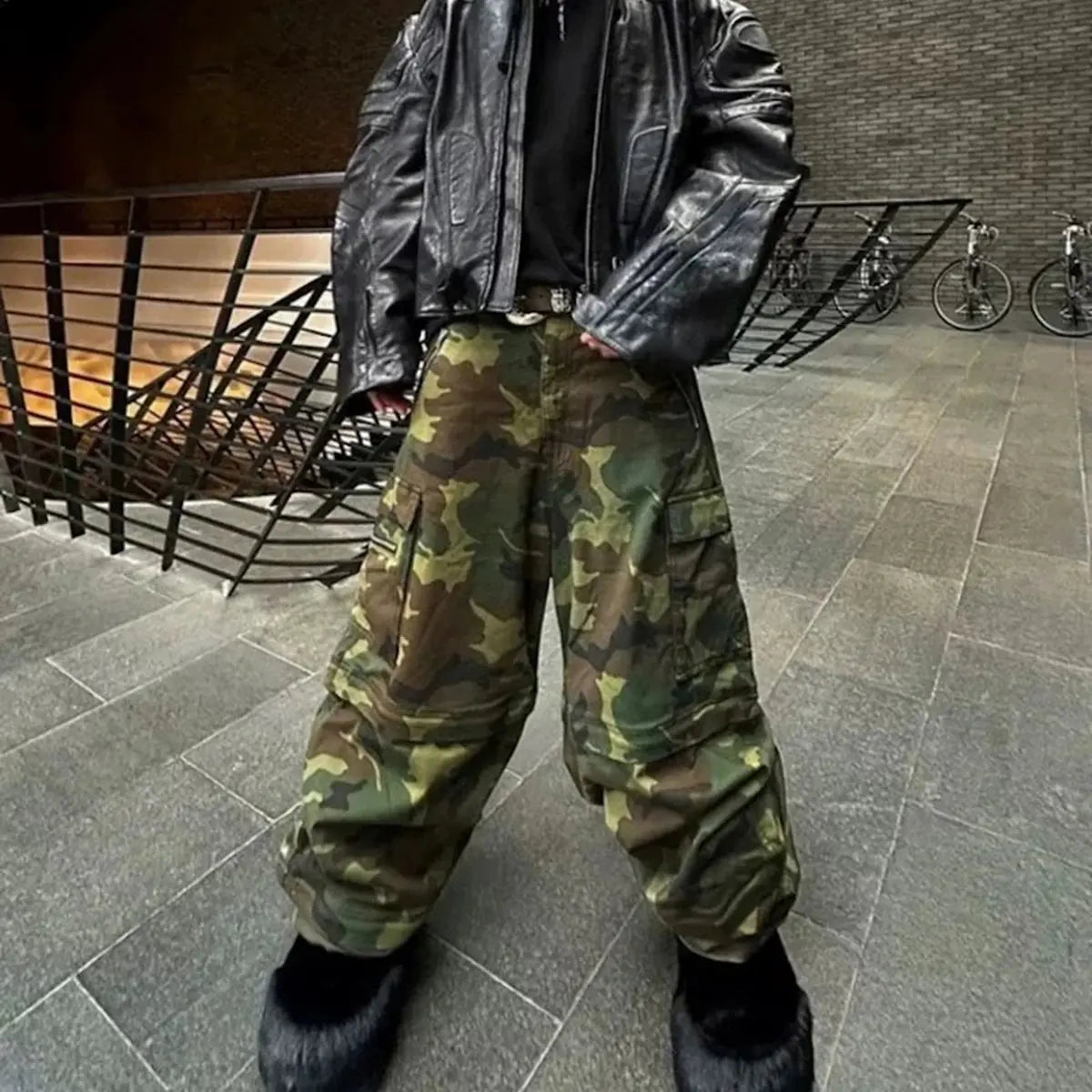 Color Match Multi-pockets Camouflage Cargo Pants for Men and Women Streetwear Patchwork Baggy Overalls Wide Leg Loose Trousers Hominus Denim