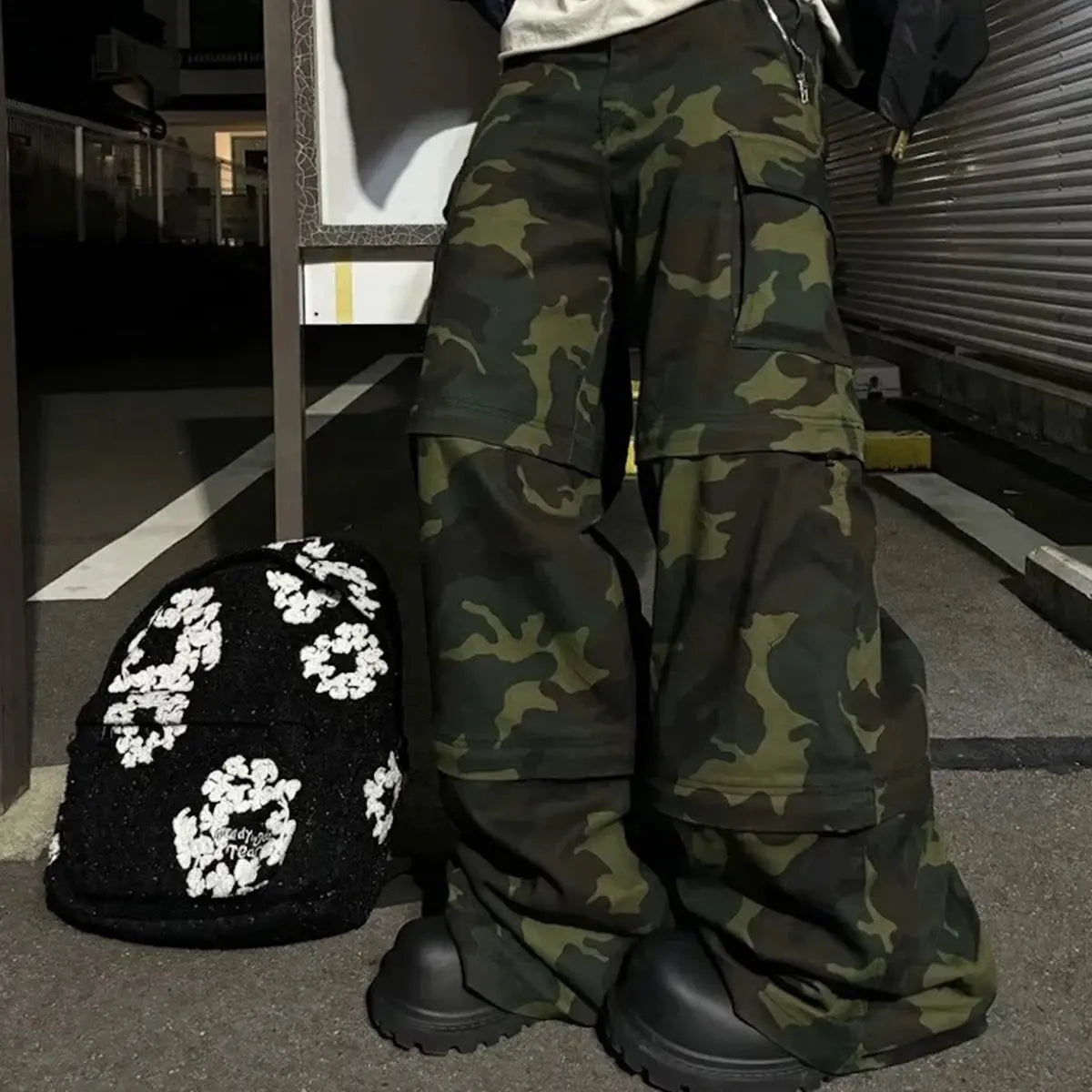 Color Match Multi-pockets Camouflage Cargo Pants for Men and Women Streetwear Patchwork Baggy Overalls Wide Leg Loose Trousers Hominus Denim
