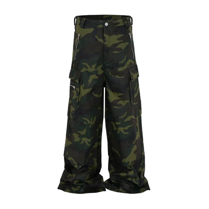 Color Match Multi-pockets Camouflage Cargo Pants for Men and Women Streetwear Patchwork Baggy Overalls Wide Leg Loose Trousers Hominus Denim