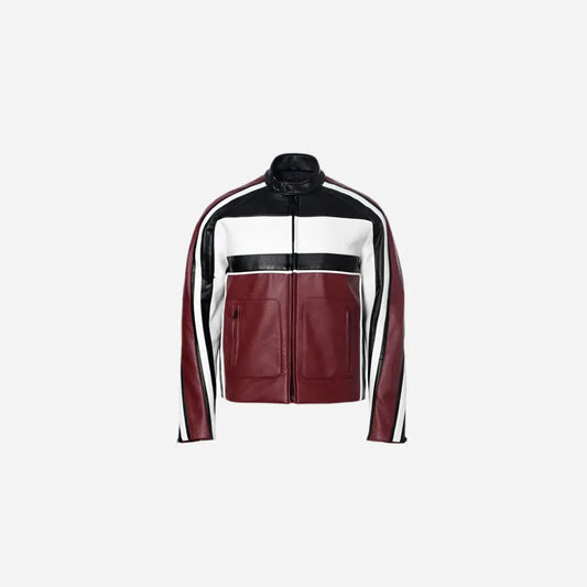 Colors Splicing Patchwork Faux Leather Jacket Hominus Denim