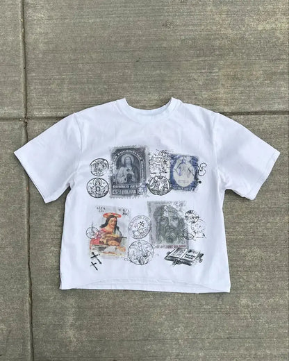 (Copie) Streetwear American Harajuku Printed Oversized T-shirt Women's Summer Pure Cotton Short-sleeved High Street Trend Y2K T-shirt Hominus Denim