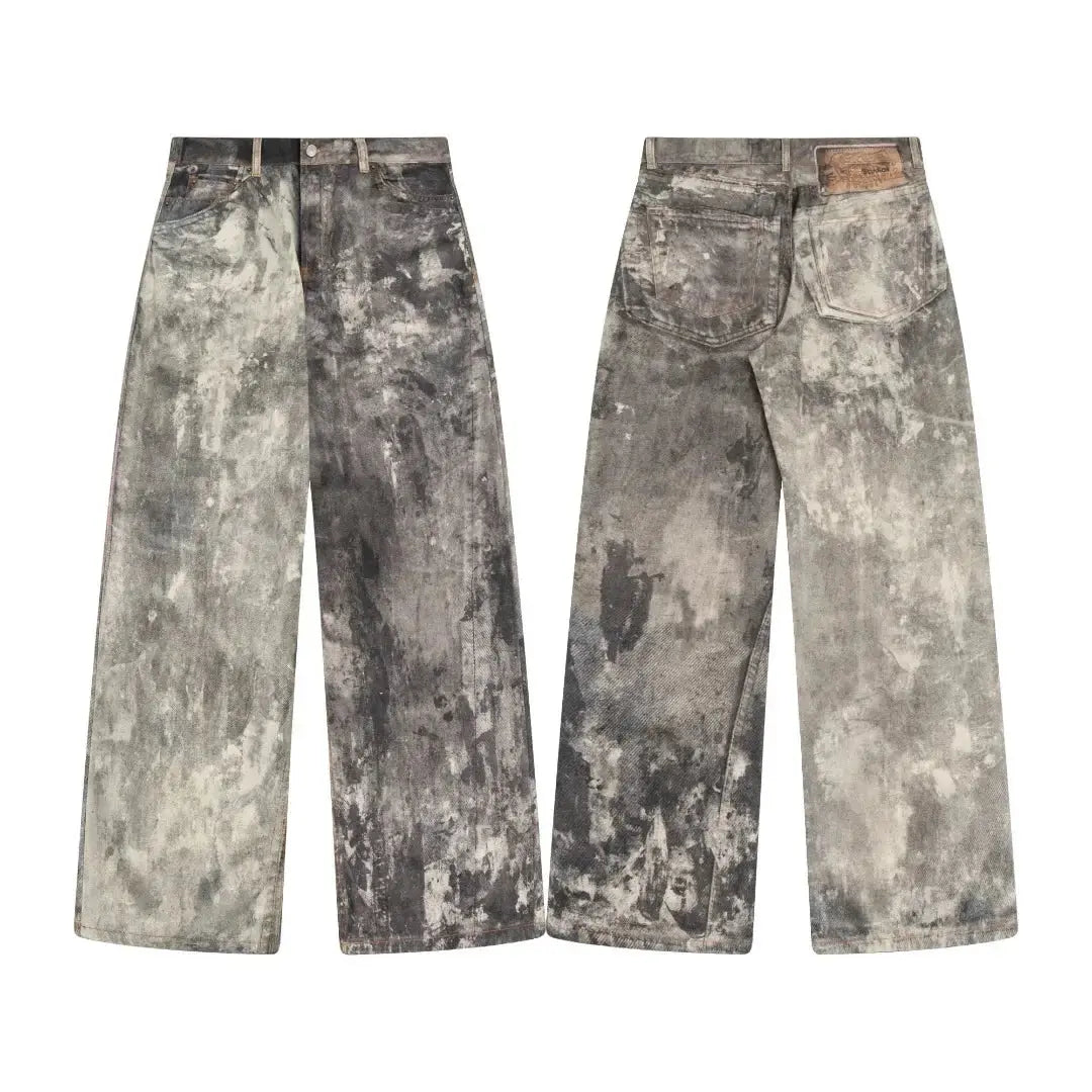 Correct Top Level Version Acne Heavy Duty Splatter Paint Graffiti Washing Distressed Color Blocking Jeans For Men And Women Hominus Denim