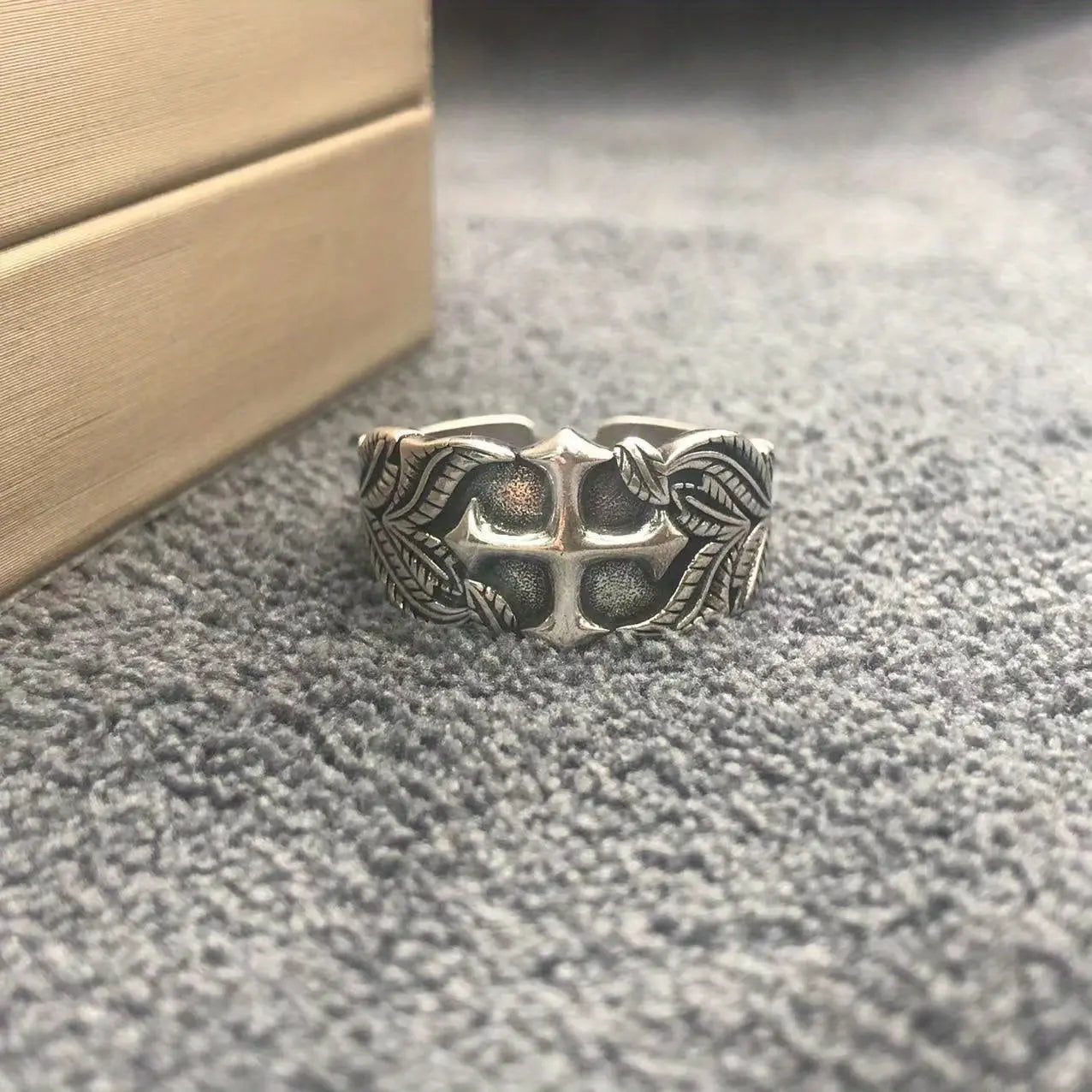 Cross Open Adjustable Ring, Punk Biker Cocktail Gothic Fashion Jewelry, Unisex Accessory, Halloween, Easter, Day of The Dead, Holiday Decorations, Birthday Gift, Festival Gift, Party Dress-up. Hominus Denim