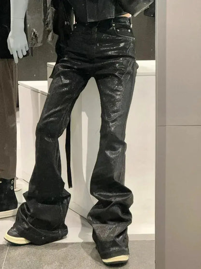 Dark Bootcut Leather Flared Pant