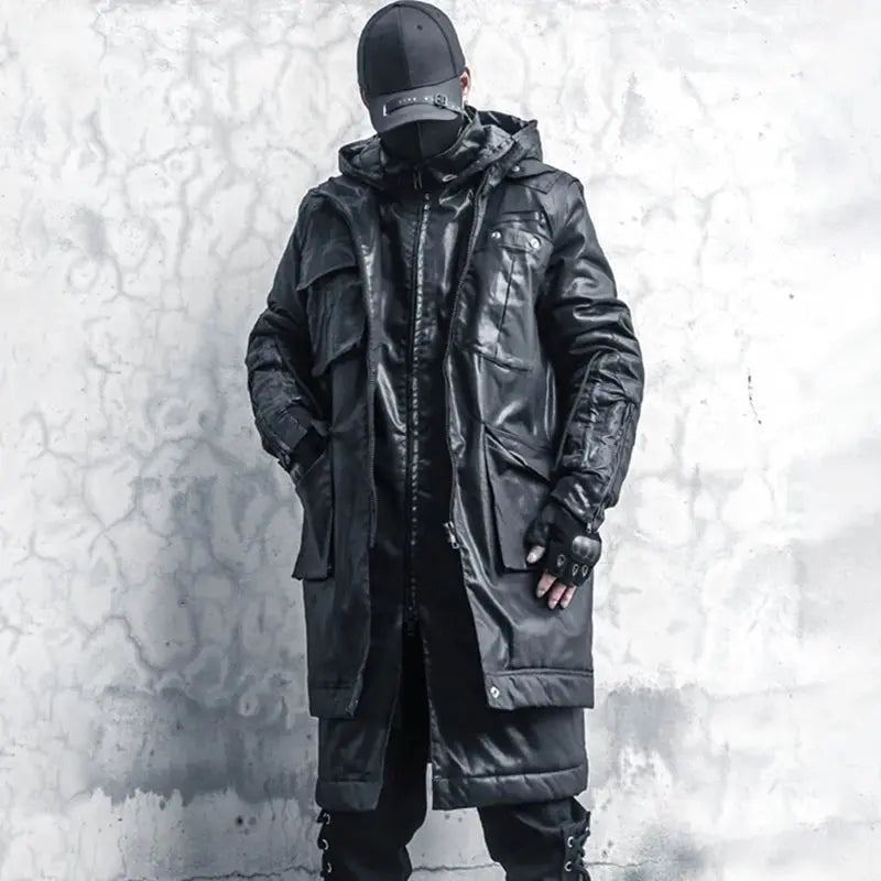 Darkwear Hooded Two-piece Long Trench Coat