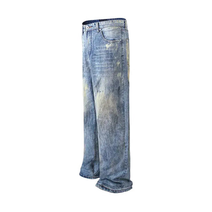 Dirty Wash Wide Leg Jeans Mens Ripped High Street Pocket Loose Denim Pants Men Trousers Hominus Denim