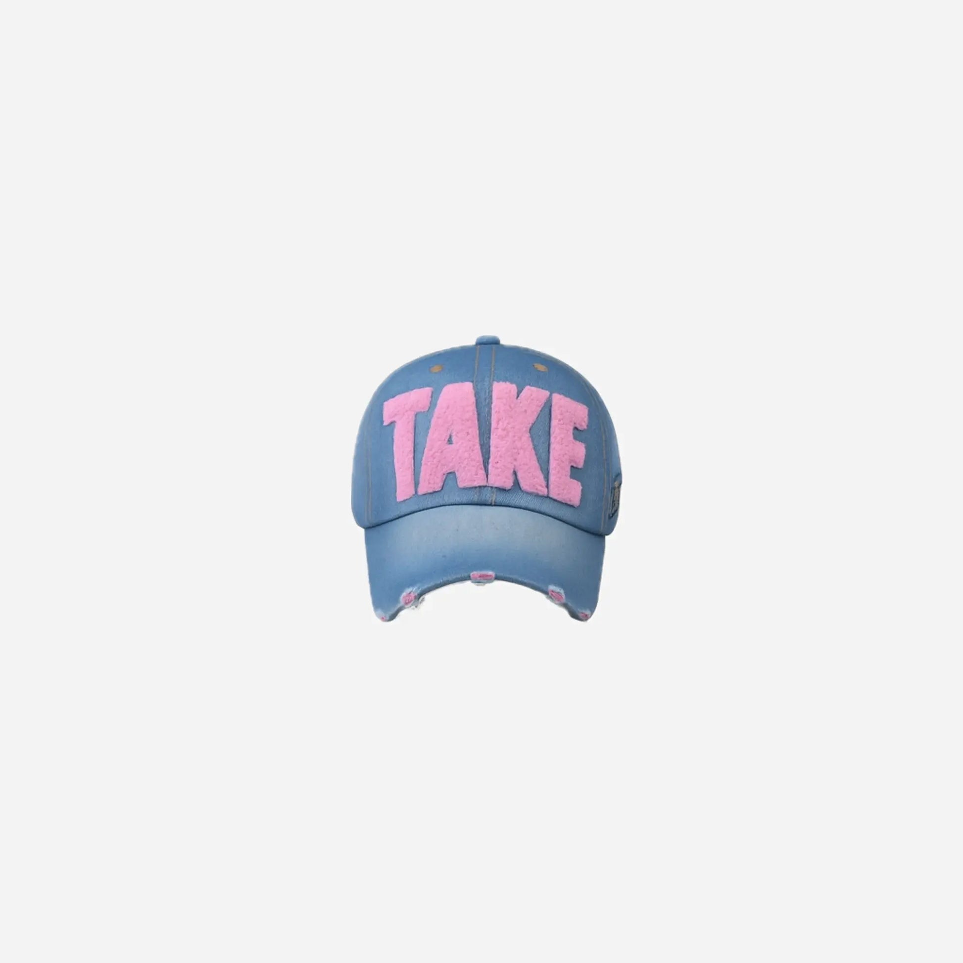 Distressed Embroidered Puff Denim Trucker Cap Hominus Denim