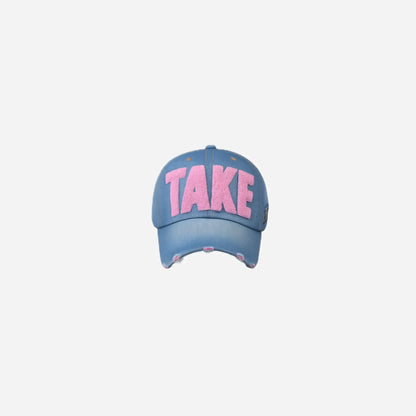 Distressed Embroidered Puff Denim Trucker Cap Hominus Denim