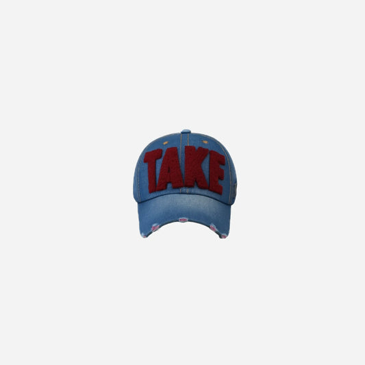 Distressed Embroidered Puff Denim Trucker Cap Hominus Denim