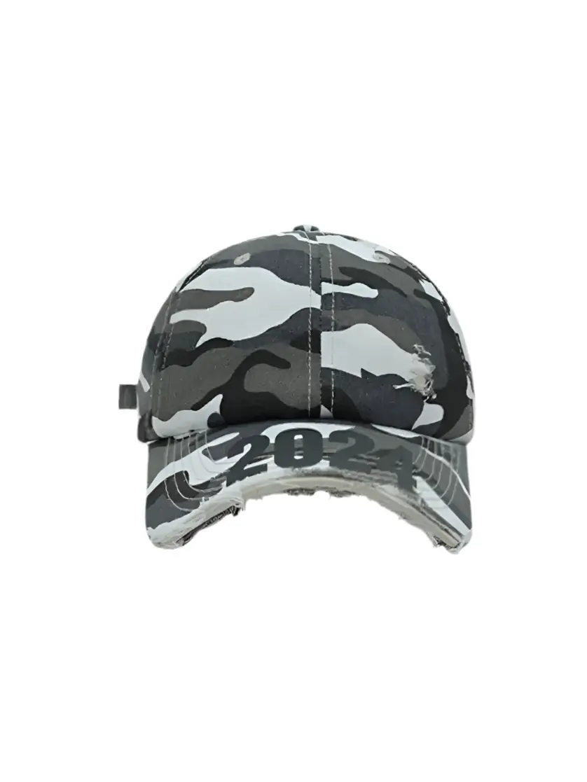 Distressed Half Brim Camouflage Baseball Cap Hominus Denim