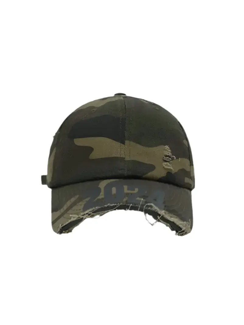 Distressed Half Brim Camouflage Baseball Cap Hominus Denim