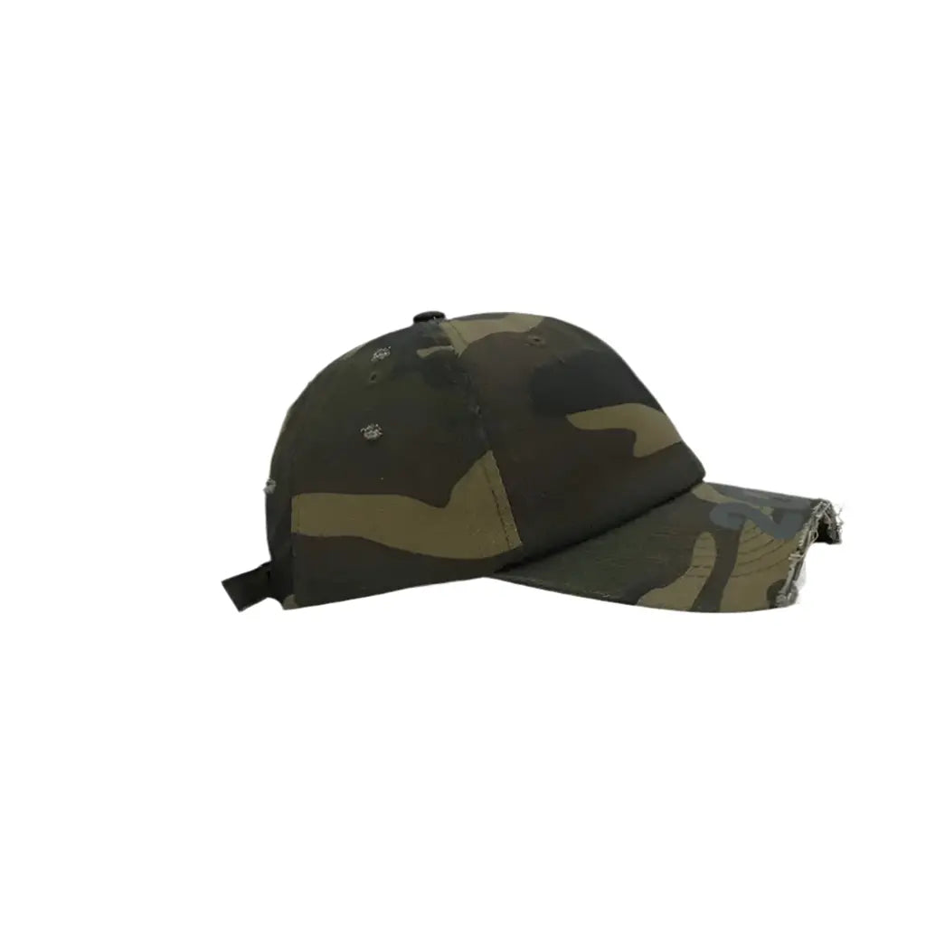 Distressed Half Brim Camouflage Baseball Cap Hominus Denim