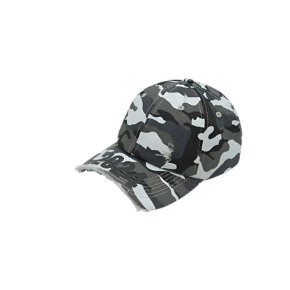 Distressed Half Brim Camouflage Baseball Cap Hominus Denim