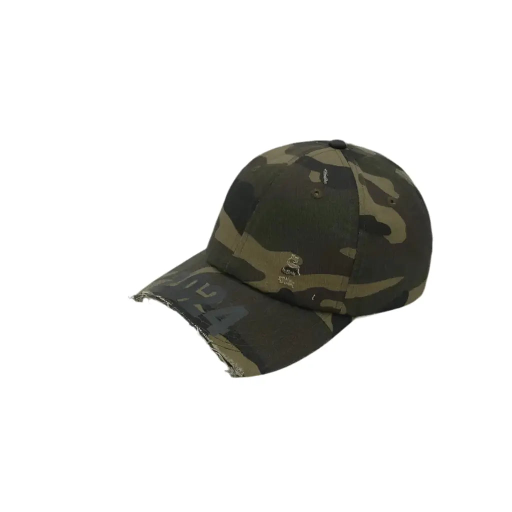 Distressed Half Brim Camouflage Baseball Cap Hominus Denim