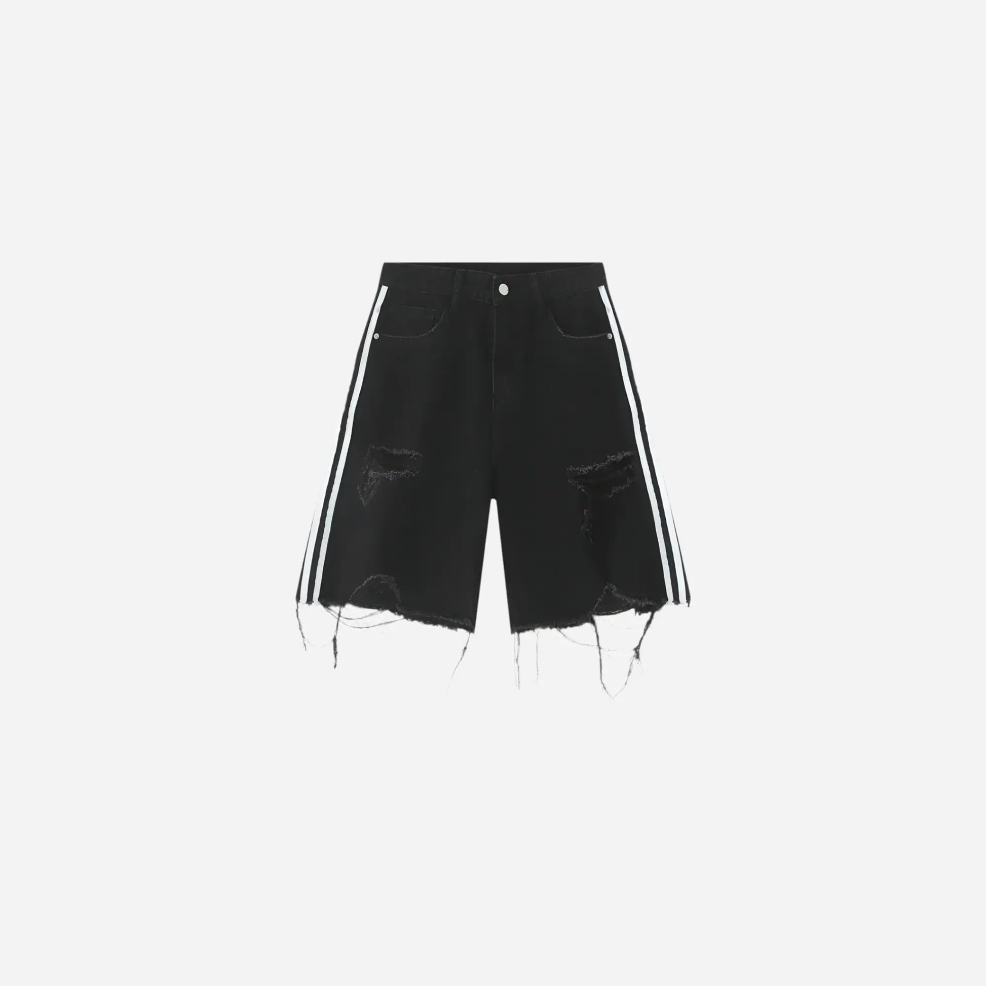 Distressed Side Striped Ripped Denim Short Hominus Denim