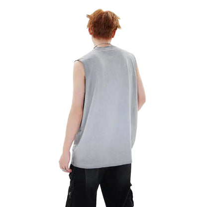 Distressed Sleeveless Gradient Dyed Tank Top Hominus Denim