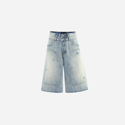 Double Waist Washed Denim Jorts Hominus Denim