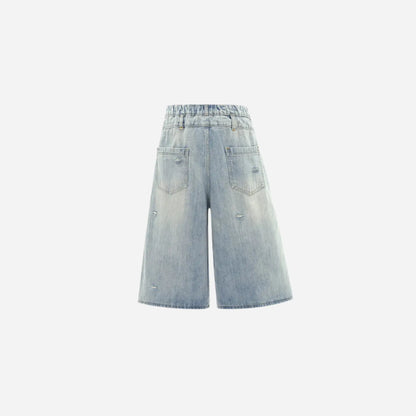 Double Waist Washed Denim Jorts Hominus Denim