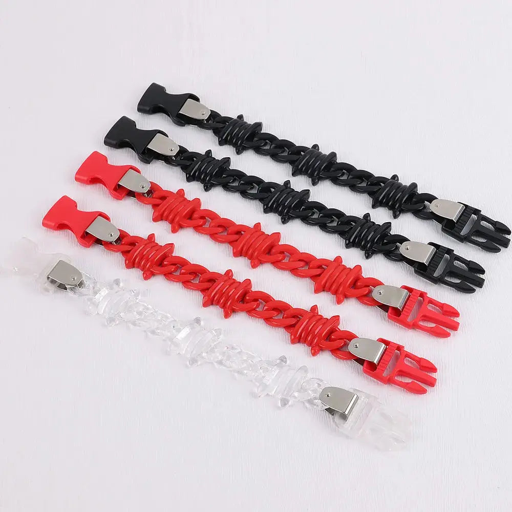 FishSheep Puck Acrylic Thorns Rivets Bracelet For Men Women Gothic Spike Brambles Wire Chain Bracelets Bangles Fashion Jewelry Hominus Denim