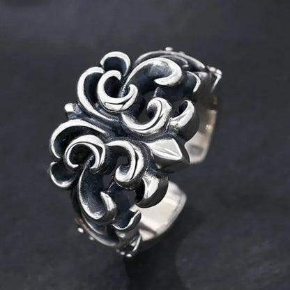 Genuine S925 Sterling Silver Rings for Women Men New Fashion Relief Hollow Eternal Rattan Cross Punk Jewelry Wholesale Hominus Denim